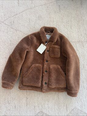 Herno Chestnut Brown Sherpa Button-Up Jacket